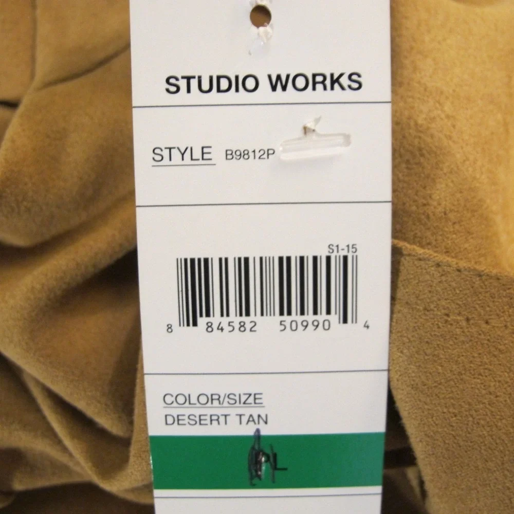 Studio Works Tan Full Zip Jacket Women's Large‎ Spring Fall - NEW!
